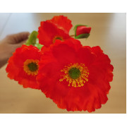 Vlčí máky,  textilní dekorace, květina červená 60cm